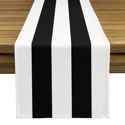 Black Striped Table Runner 72" x 12"