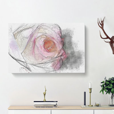Pink Tipped Rose - Wrapped Canvas Painting