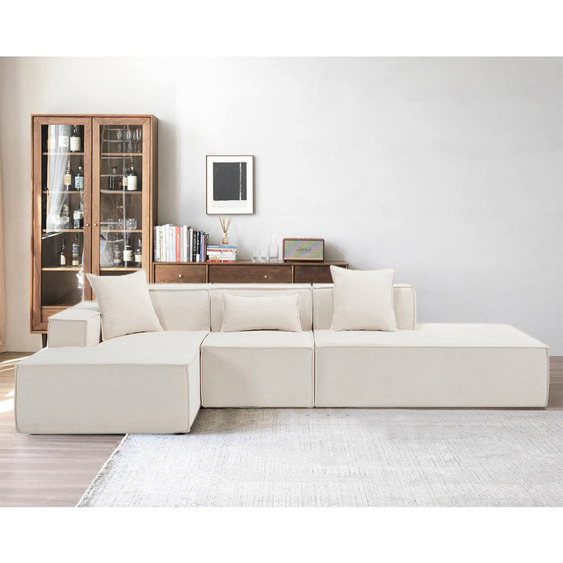 Canapé modulaire moderne désossé, bloc de tofu minimaliste italien, grand canapé modulaire pour le salon, Polyester beige
