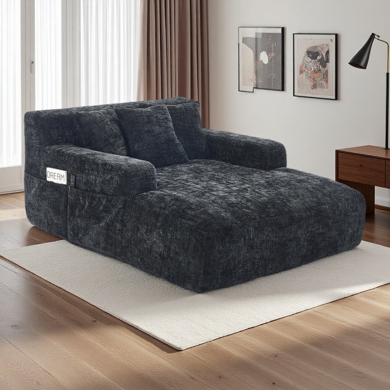 Canapé-lit Chenille, Noir