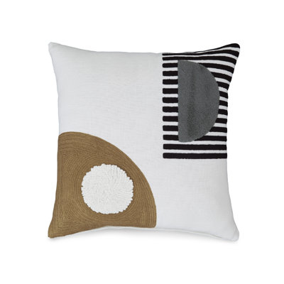 Simundson Embroidered Cotton Reversible Throw Pillow