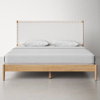 Tamita Genuine Leather and Oak Bed