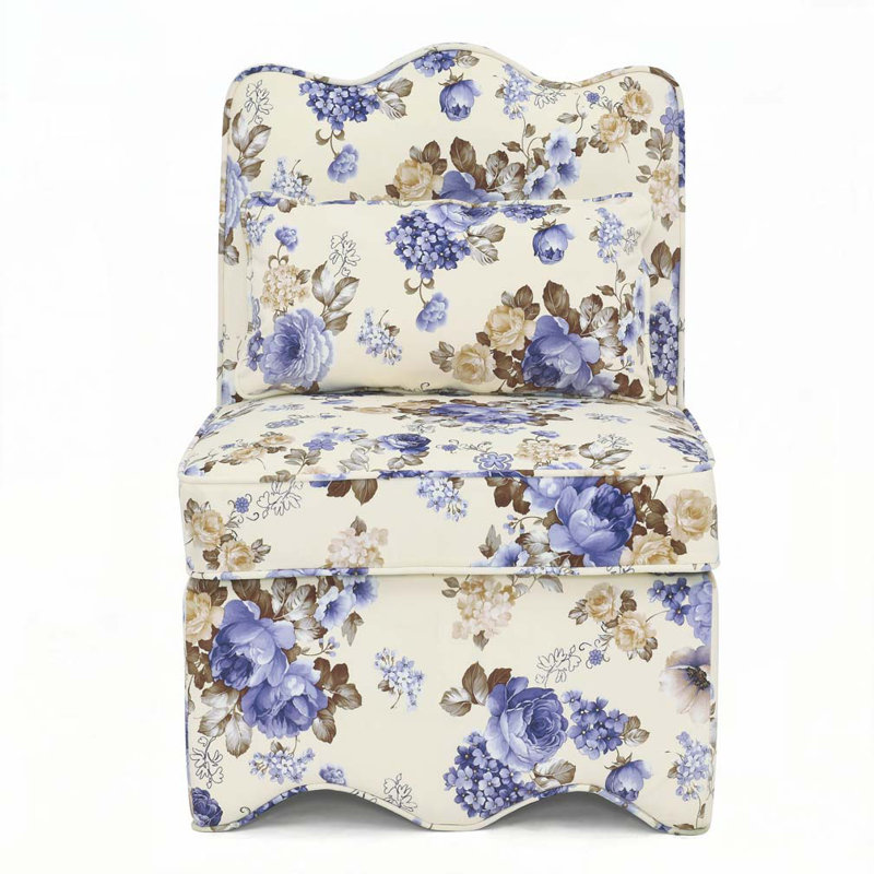 Flannel Single Side Chair,Armless Dining Chair,Accent Chair, Blue