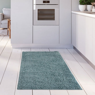 Myshaggy Collection Rugs Solid Design in Duck egg blue