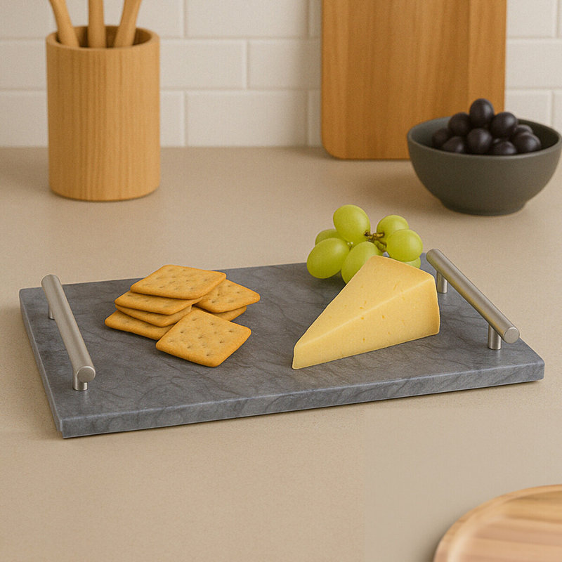 Everleigh Marble Tray, Black/Grey