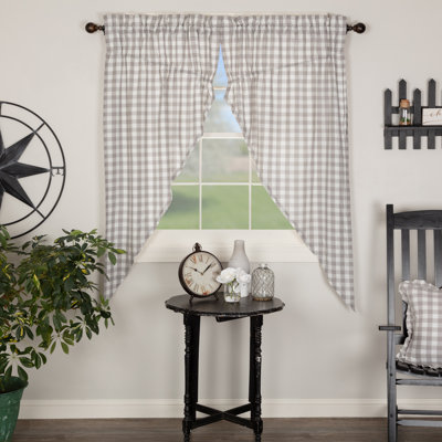 Annie Buffalo Check Cotton Checkered Sheer Rod Pocket Curtain Panels