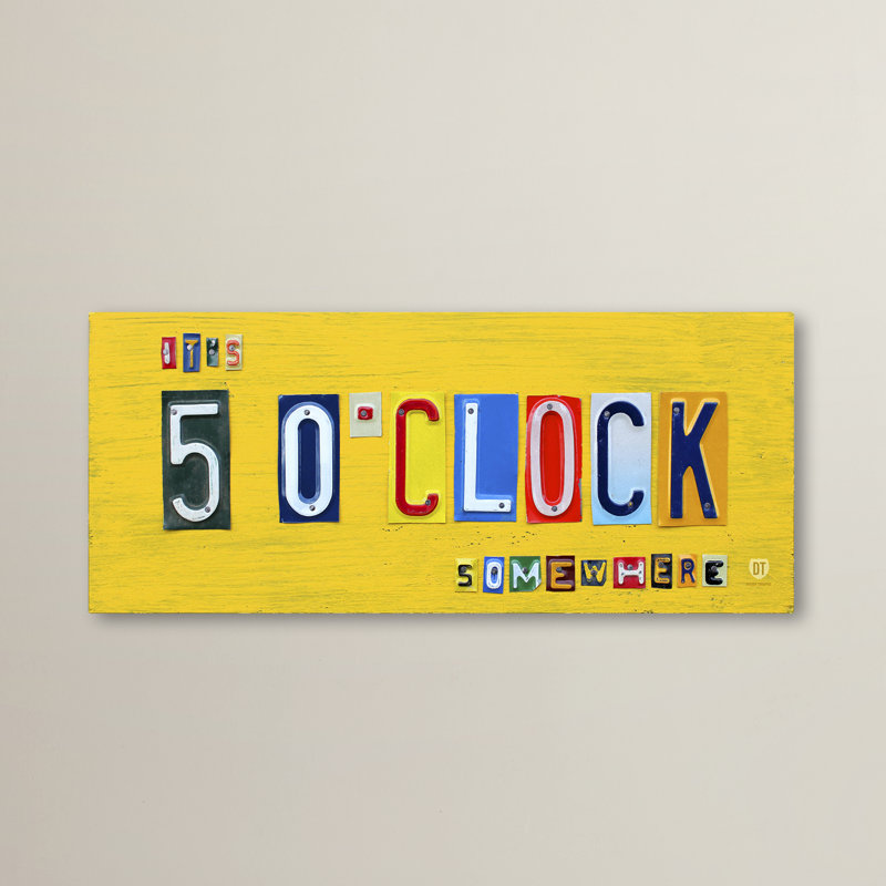 Art textuel sur toile tendue 5 heures, H 8 po x l 19 po x P 2 po