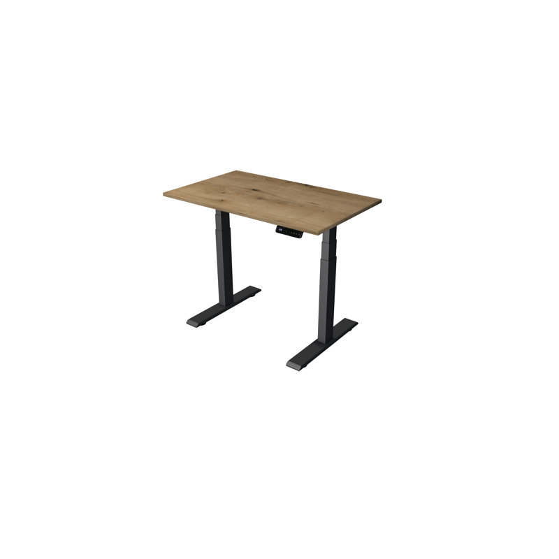 Move Adjustable Metal Base Standing Desk, Oak, Anthracite, 127cm H x 100cm W x 60cm D