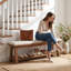 Upholstered Foam Bench with Shelves
