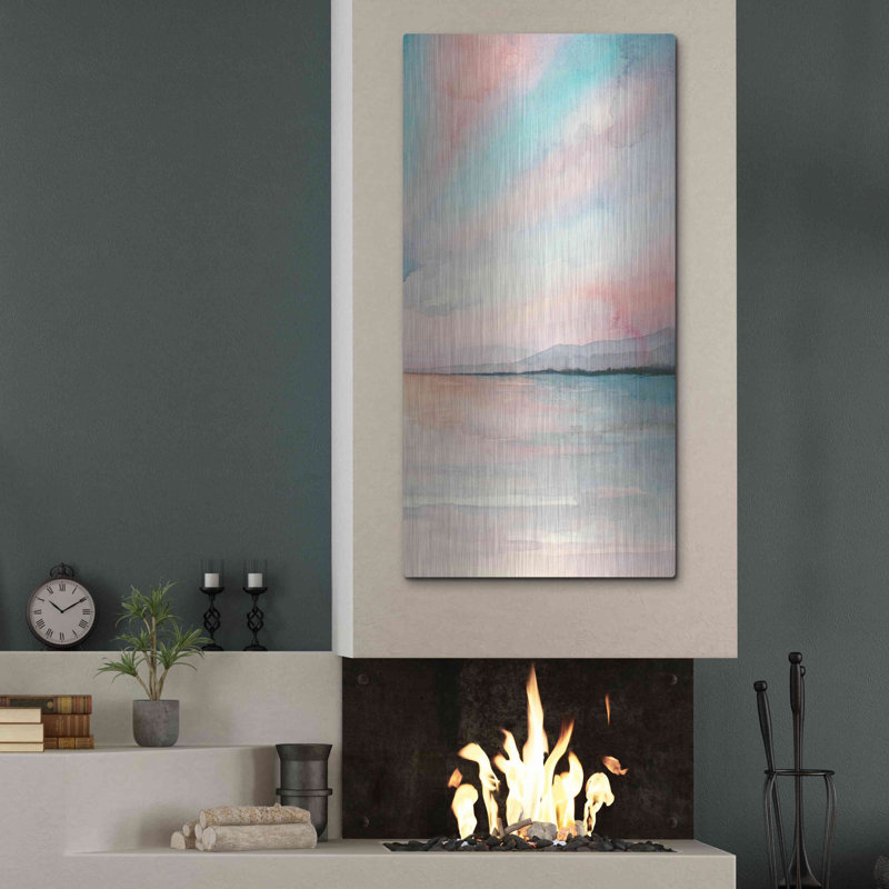 «Sea Sunset Triptych III» par Grace Popp, art mural en métal, 24 po x 48 po