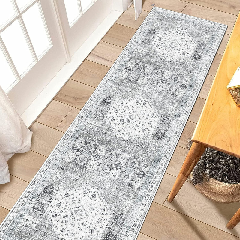 Non Slip Runner Rug with Rubber Backing Boho Washable Rug Runner Farmhouse Carpet Runners for Hallway Vintage Floor Runner for Kitchen Entryway Laundry Room