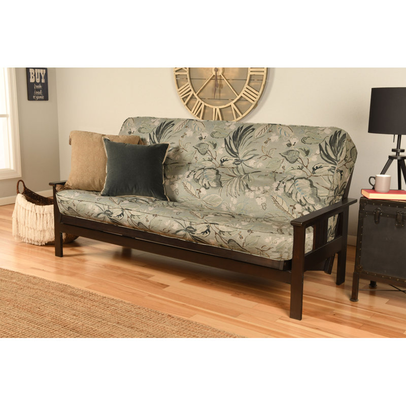 Johnte Full-Size Futon Frame and Full-Size Innerspring Mattress, À ressorts, Pluie Takara, Espresso