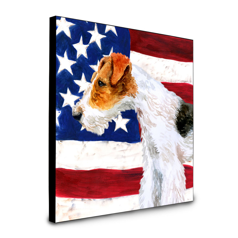 Panneau mural patriotique art Double Down, Fox-terrier