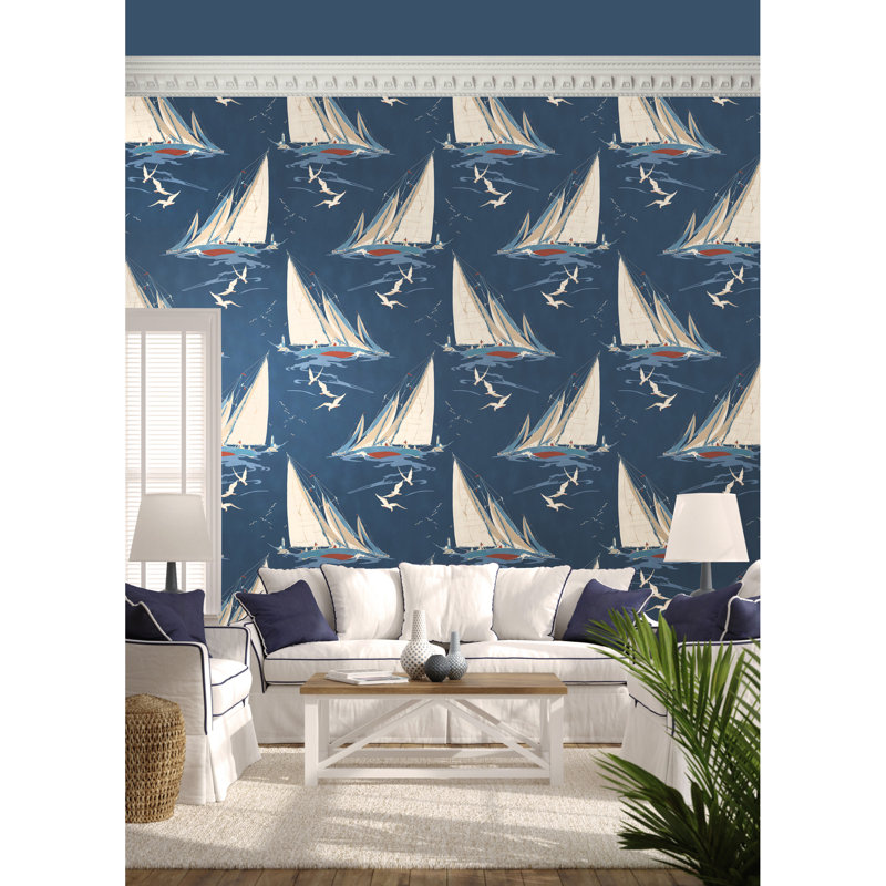 Icons Wallpapers 32.8' L x 27.56" W Smooth Wallpaper Roll, Red/Blue