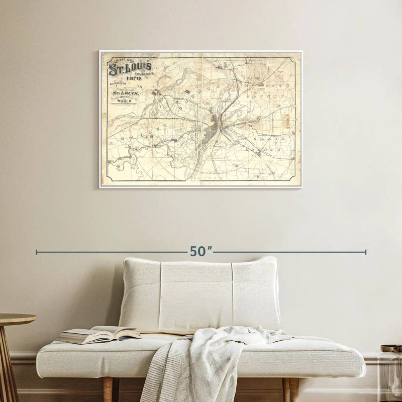 Carte rétro de St Louis II, Cadre flottant blanc, 37 po x 25 po