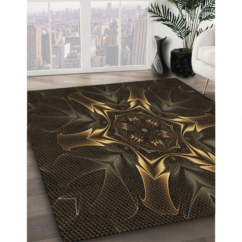 Tapis brun tissé à la machine, Rectangle 5 pi x 8 pi