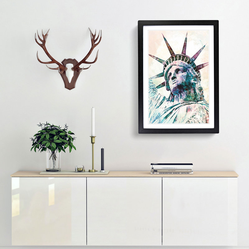Statue of Liberty - Picture Frame Painting Print, Black Framed, 65cm H x 48cm W x 2cm D