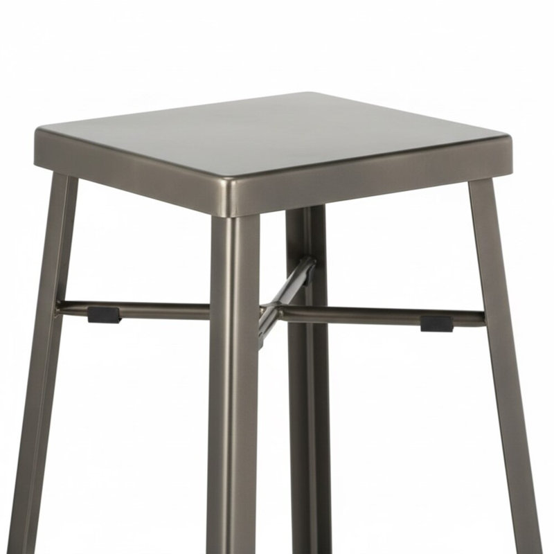 Cassiopea 13,5 Lb. Tabouret de bar en métal sans dossier Gun (ensemble de 2), Tabouret de bar (siège d'une hauteur de 30 po)
