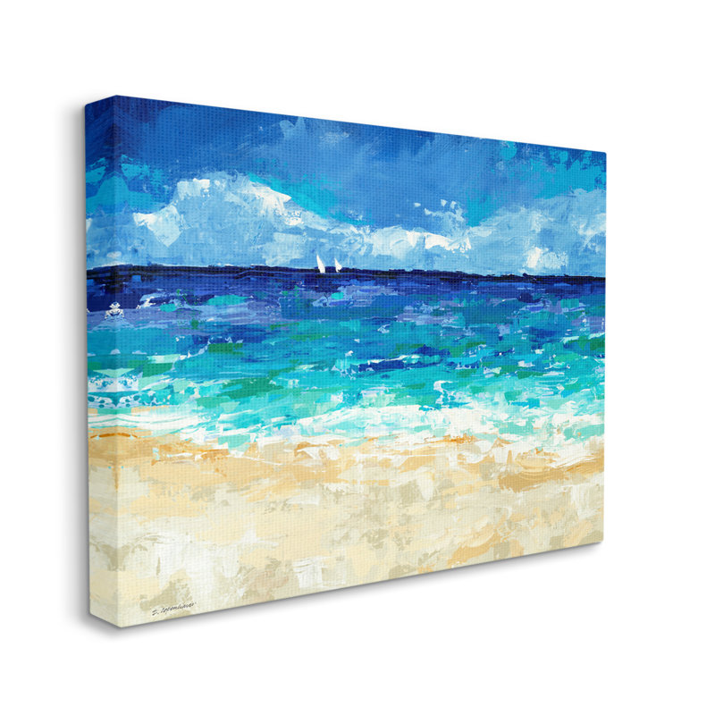 «Au-515-Canvas Modern Beach Scene Abstract Shore On Canvas» par Trevor Copenhaver, peinture, H 16 po x l 20 po x P 1,5 po
