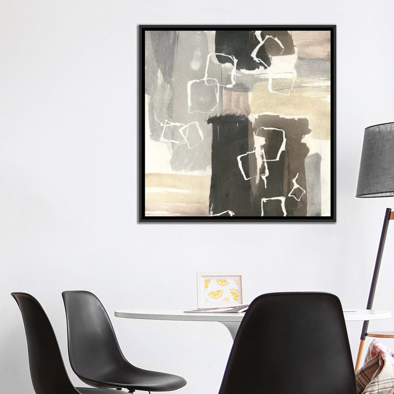 « danse squares i », impression sur toile, H 18 po x l 18 po x P 1,5 po, Toile avec cadre flottant noir, Pas de tapis