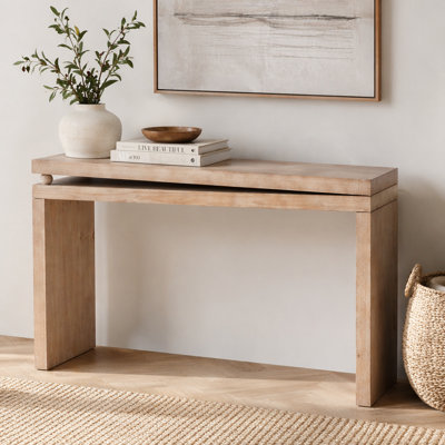 Console étroite, table de vestibule mince, table de canapé de petit espace, table de couloir de 52 pouces, console en bois avec détail de perles, console moderne rustique, table de finition en bois naturel, table de foyer minimaliste.