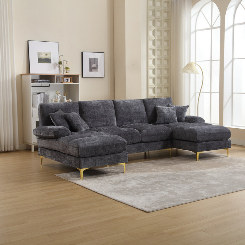 4 Seater Sofa & Chaise, Grey