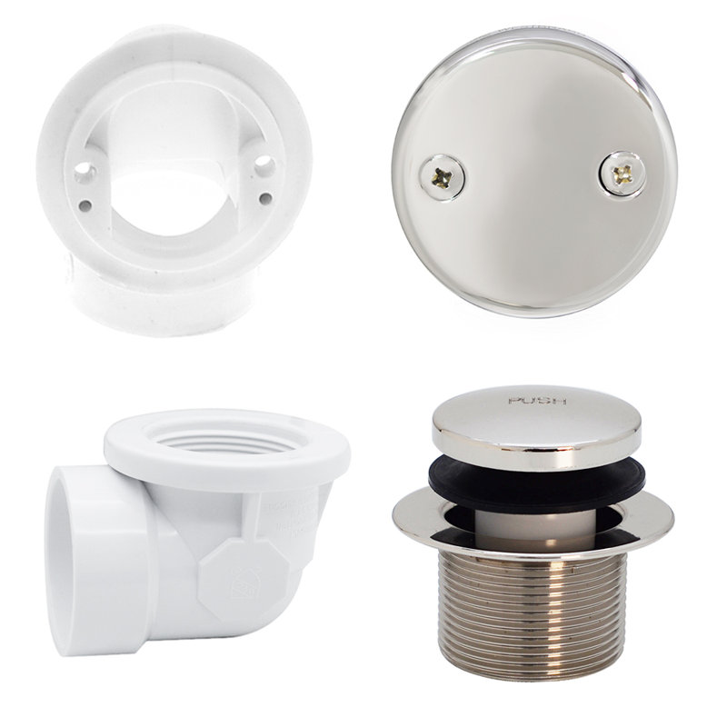 Sch. Drain de baignoire 40 "1-1 / 2" en PVC avec trop-plein deux trous, Chrome poli