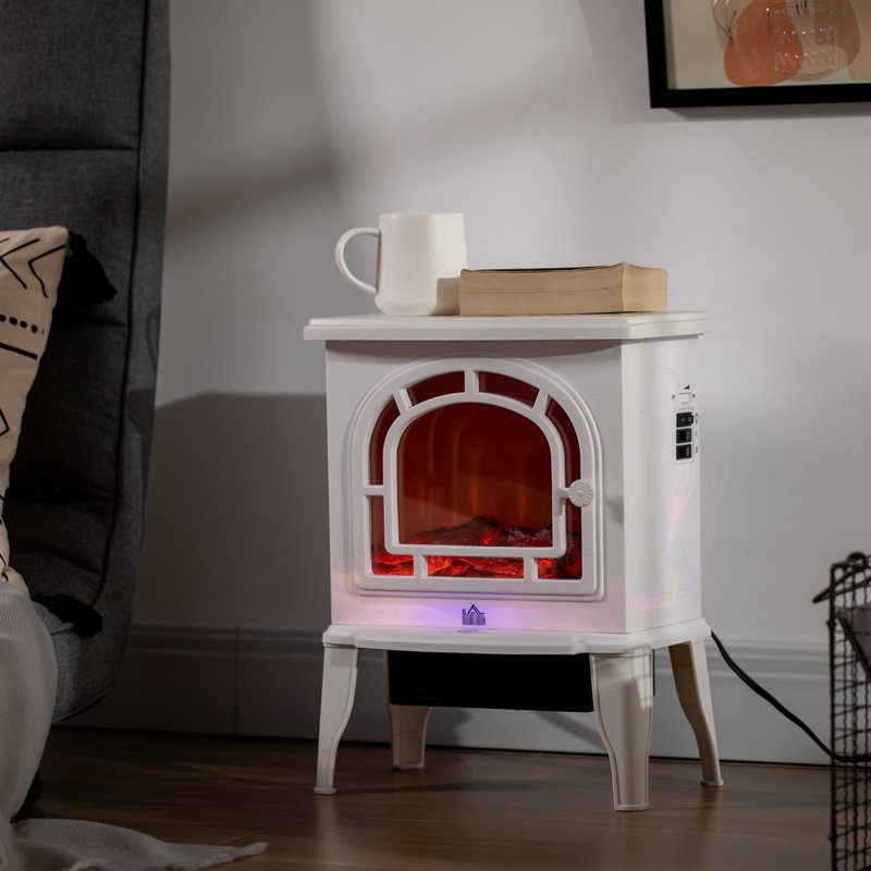 Foyer électrique 18 po, blanc, 750 W / 1 500 W, température réglable, effet de flamme réaliste, protection contre la surchauffe, autoportant, poêle de 18 à 160 pieds carrés, température, comportement,