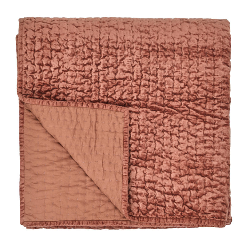 Velvet Quilt, King Quilt, Terra Cotta