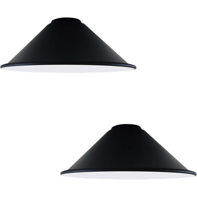 2 Pack Metal Cone Lamp Shades 22cm Easy Fit Replacement Light Shades for Pendant Ceiling Wall Lights Vintage Industrial Lampshade with Reducer Plate Home Cafe Decor