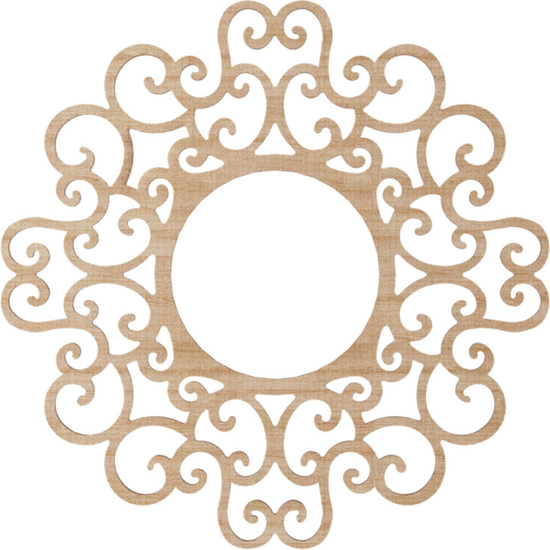 Médaillon de plafond en bois ajouré 24 po x 9 pi 8 po x P 3/8 po Reims, H 22 po x l 22 po x P 0,38 po, Aulne