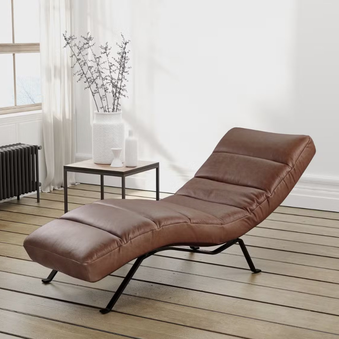 Texas Chaise Lounge in Aniline-Leather with Adjustable Backrest