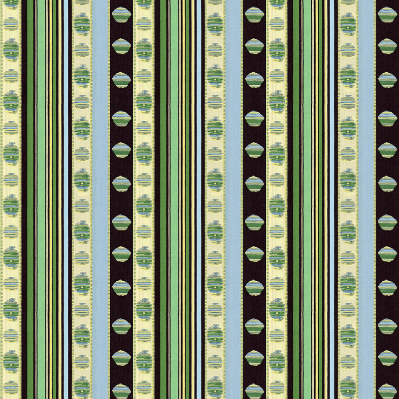 Madeleine Castaing Rayure Percale 100% Cotton Fabric, Vert