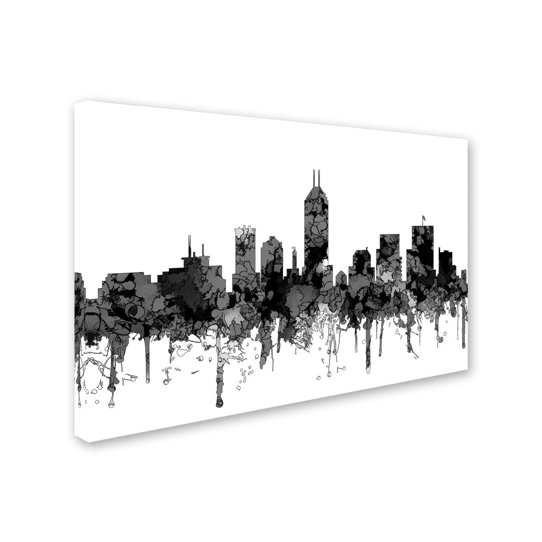Indiana Indianapolis Skyline by Aairah - Graphic Art Print on Canvas Ebern Designs 