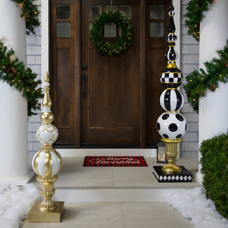 Ball Finial Commercial Size Christmas Decoration 48" - Gold And White, Gold/White