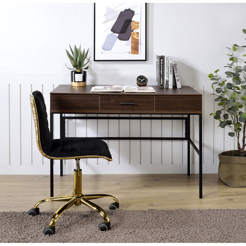 Verster Modern And Functional Writing Desk With Built-In USB Ports And Storage Drawer