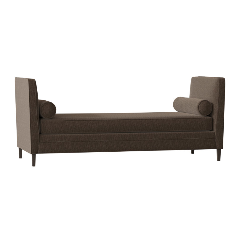Lydia Upholstered Bench, Bella Granite, Brown Mahogany