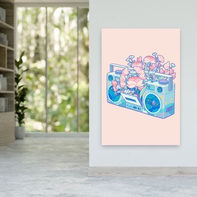 «Dreamy Floral Boombox Delicate Dreamy Ethereal Flower Landscape», reproduction d'art mural