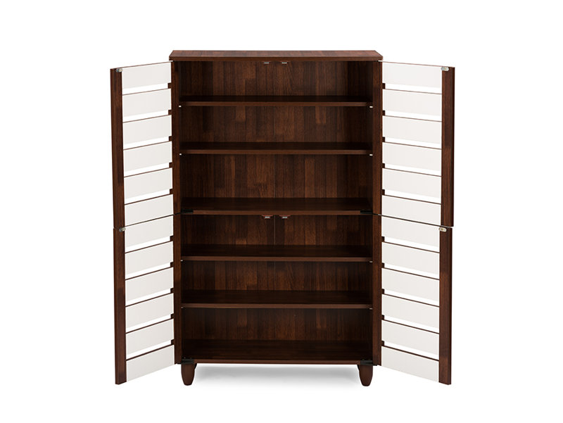 Baxton Studio Gisela Shoe Storage Cabinet With Six Shelf Spaces 48.17" H, Brown/White