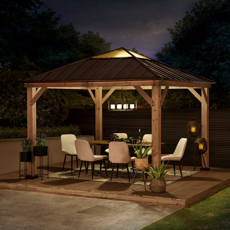 Cedar Wooden Gazebo PIRIN - 3.36m x 3.36m , Munnsville, Brown