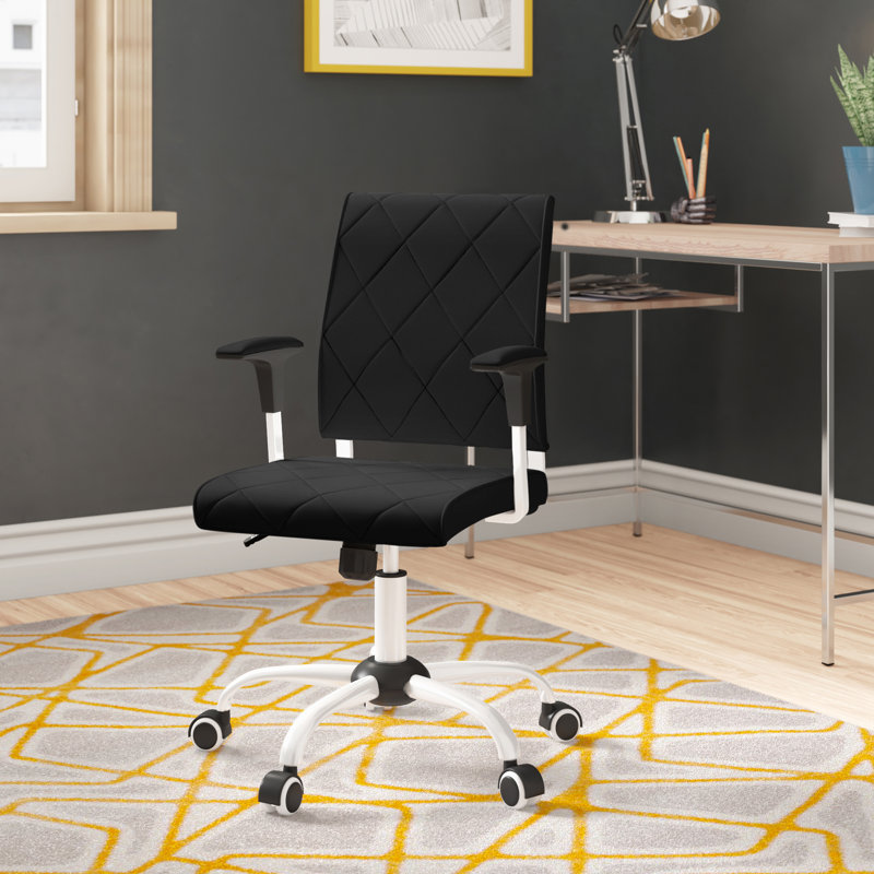 Modway Lattice Modern Faux Leather Mid Back Computer Desk Office Chair, Black
