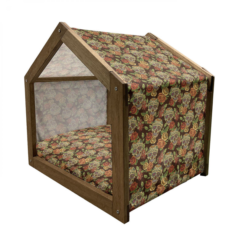 Niche pour chien en bois vert, H 32,28 po x l 39,37 po x P 28,35 po