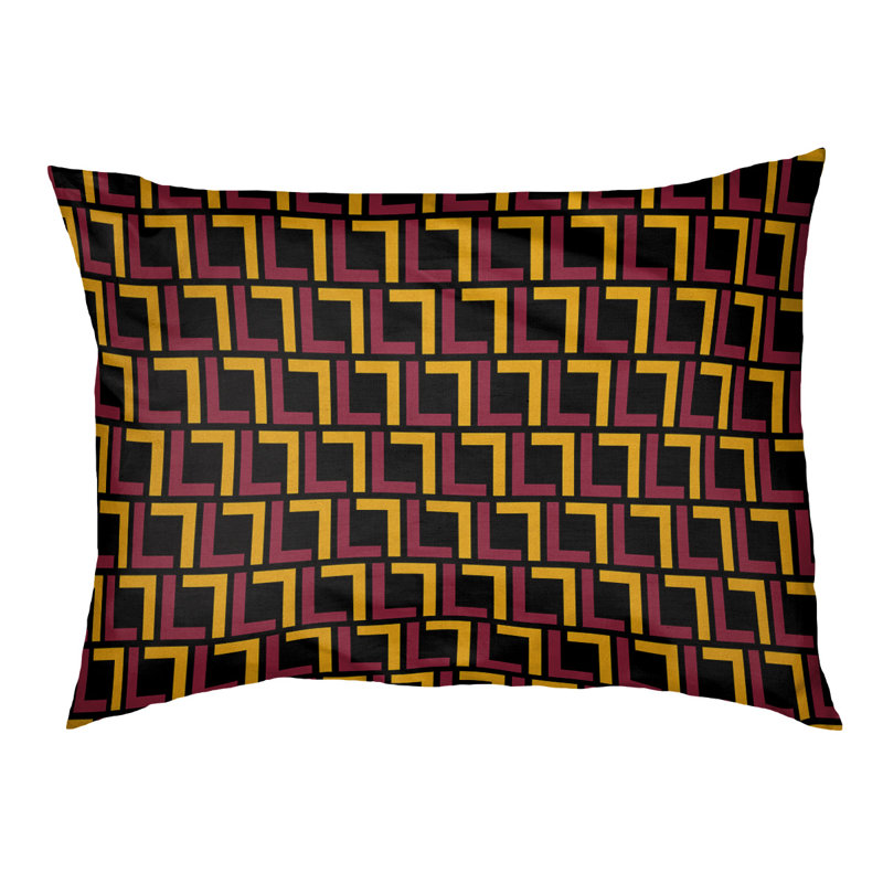 Coussin Foucault, Très grand (l 50 po x P 40 po x H 6 po), Noir / rouge / jaune