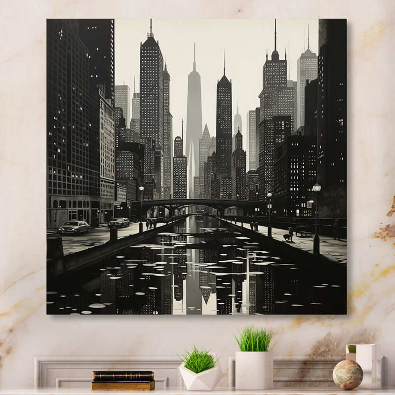 Skyscrapers Urban Elegance III - Architecture Canvas Art Print, Toile tendue, H 16 po x l 16 po x P 1 po