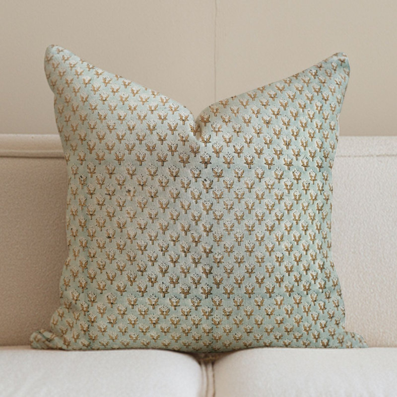 Taie d'oreiller Fabividine Boho, floral, printemps automne (Mogra, bleu), Forme rectangulaire, H 12 po x l 20 po