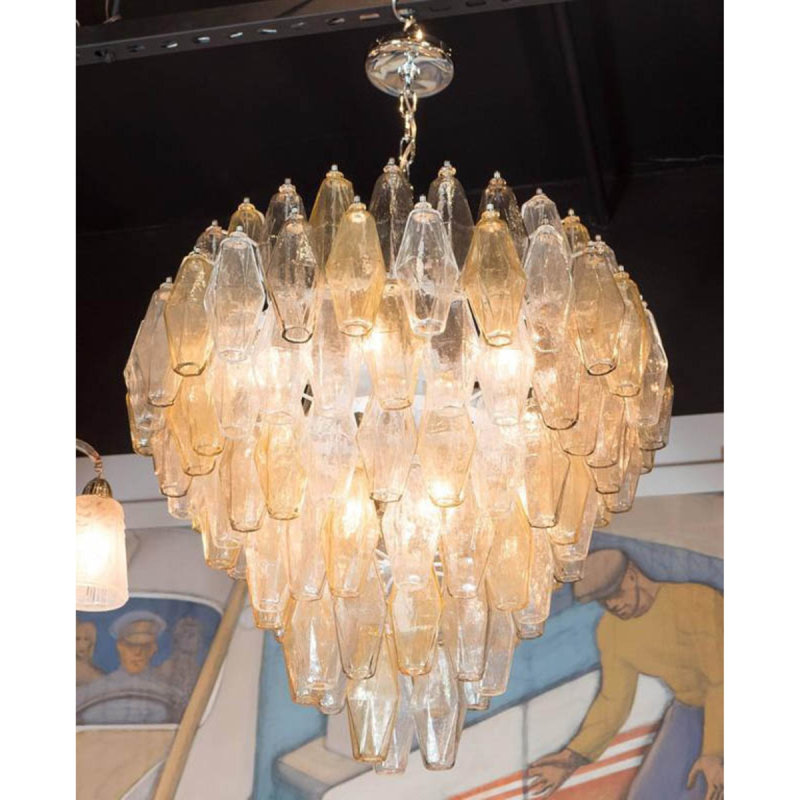 Jehial Light Stainless Steel Round Chandelier, Brushed Brass, 24" H x 18" W x 18" D, Clear