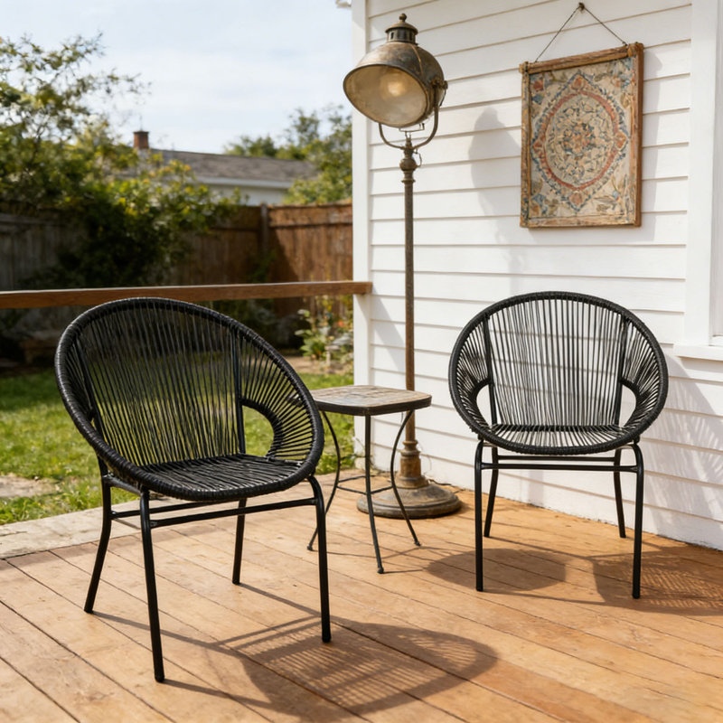OUDOOR WICKER CHAIR, Black