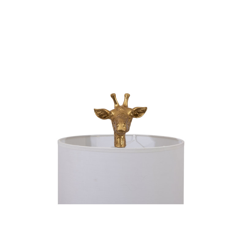Resin Giraffe Table Lamp with Linen Shade, Gold