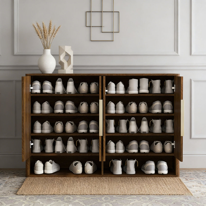 Armoire à chaussures avec 4 portes, Brun