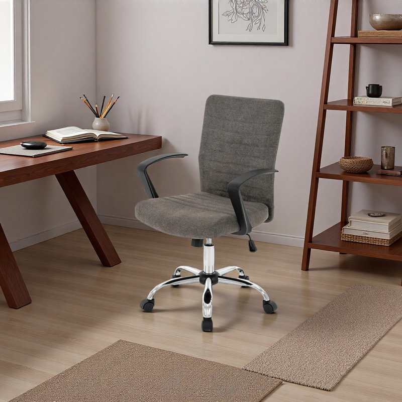 Kundra High Back Ribbed Office Chair Ergonomically Designed With Armrest Executive Swivel Computer Chairs, Dark Gray
